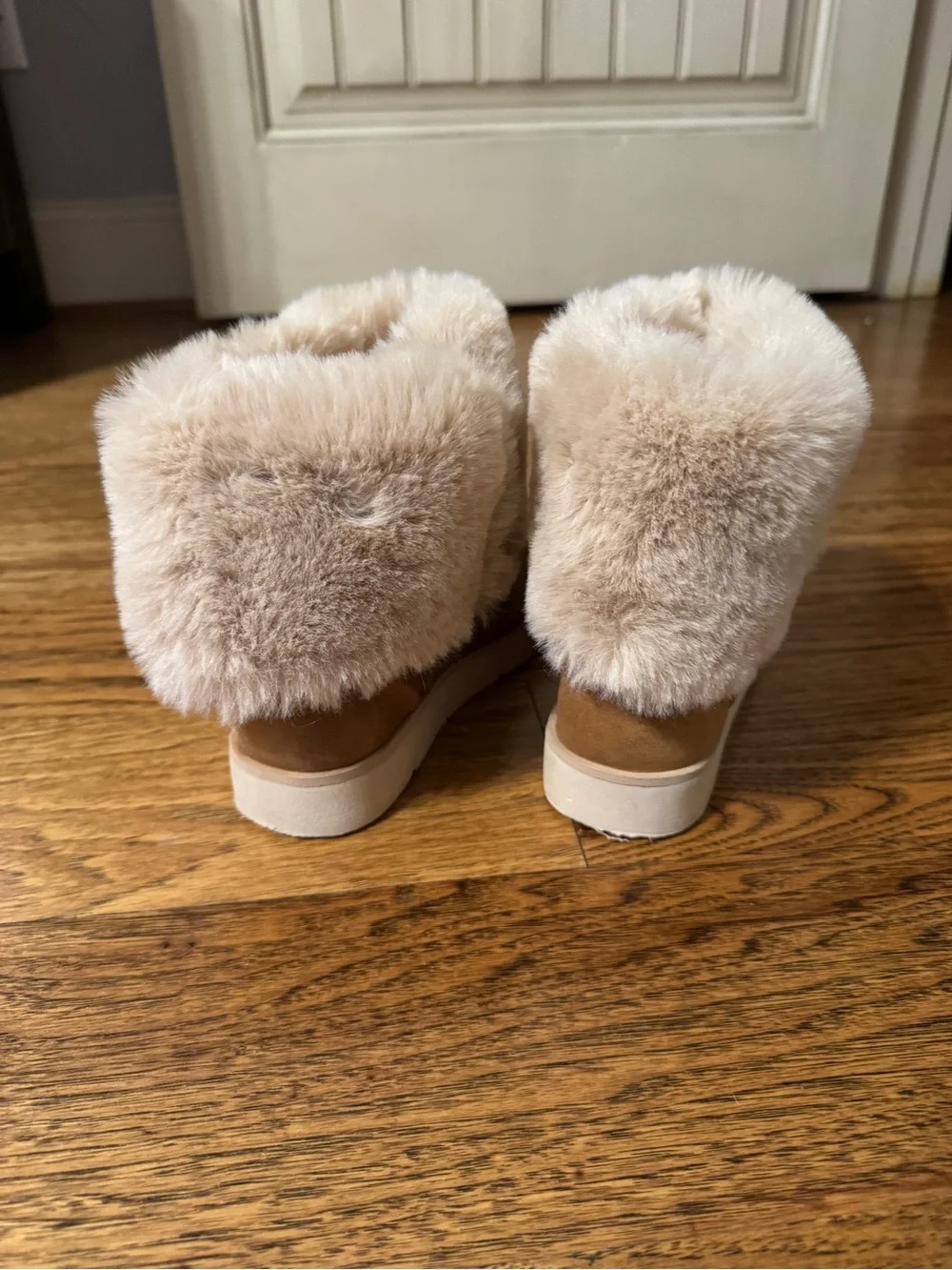 Zara Kids Faux Fur Cuff Boots - Tan and Cream